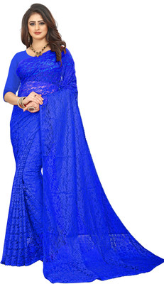 HouseOfCommon Self Design Bollywood Net Saree(Light Blue)