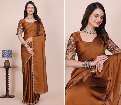 K 5 FASHION Embellished Bollywood Georgette Saree(Mustard)