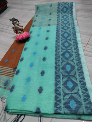 LDma Woven Tant Handloom Cotton Silk Saree(Multicolor)