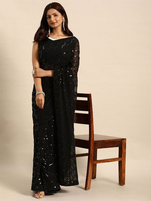 Shree Shyam Creation Embellished Bollywood Georgette Saree(Black)