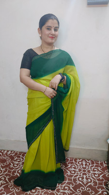 Moda Rapido Solid/Plain Bollywood Georgette Saree(Green)