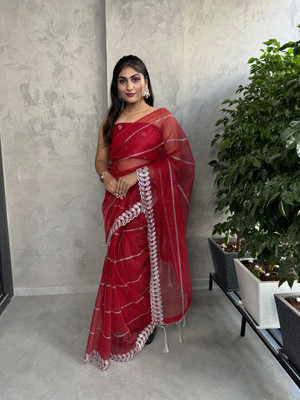 TIRTH CREATION Embroidered Bollywood Supernet Saree(Maroon)