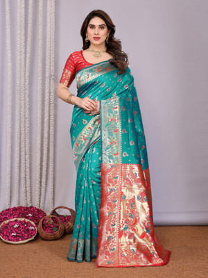 GHANSHYAM Woven Banarasi Jacquard Saree(Red)