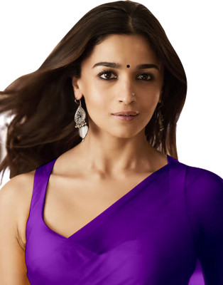 Moda Rapido Solid/Plain Bollywood Georgette Saree(Purple)