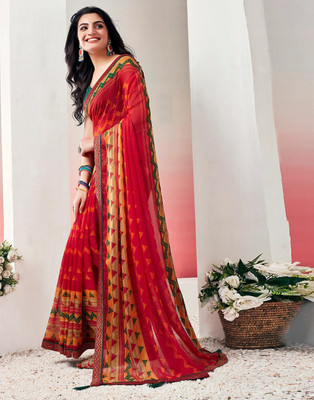 Panchvati NX Printed Bollywood Georgette Saree(Red)