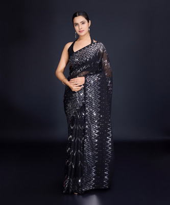 Divastri Embellished Daily Wear Georgette Saree(Black)