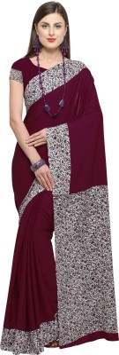 Bansi Ecom Printed, Temple Border Daily Wear Crepe, Silk Blend Saree(Maroon)