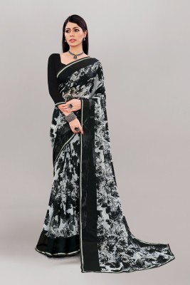 Aishwarya Printed Daily Wear Georgette Saree(Black, Grey)