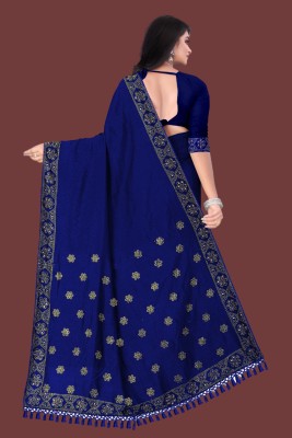 nevya creation Self Design Daily Wear Georgette, Chanderi Saree(Blue)