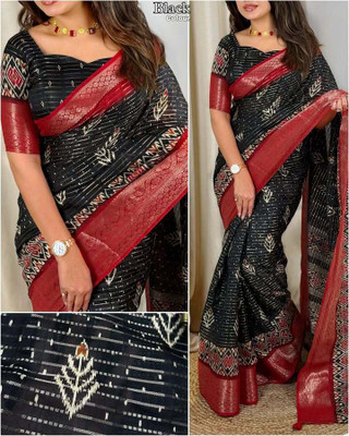 Dhanlaxmi CreationLLP Self Design, Woven Assam Silk Cotton Silk Saree(Black, Red)