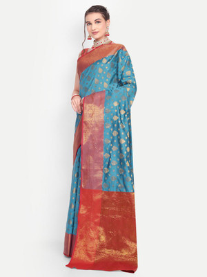 jayant creation Self Design, Woven Daily Wear Silk Blend, Jacquard Saree(Light Blue)