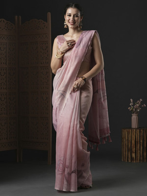Tasrika Printed Bollywood Organza Saree(Pink)