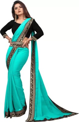 STAYLISHENTERPRISE Embroidered Bollywood Georgette Saree(Light Blue)