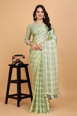 SAADHYA CREATION Embroidered, Solid/Plain Bollywood Chiffon Saree(Light Green)