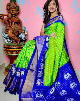 Samai Printed Bandhani Art Silk Saree(Blue)