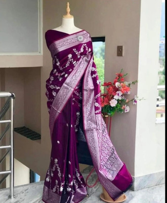 HouseOfCommon Woven Banarasi Jacquard Saree(Purple)