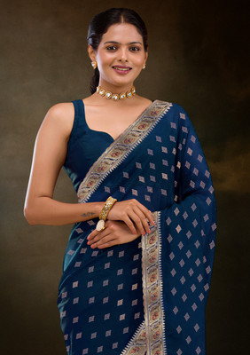 Bhojal Creation Printed Bollywood Georgette Saree(Light Blue)