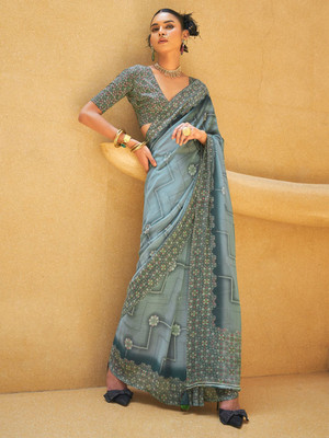 ANOUK Printed Daily Wear Georgette Saree(Grey)