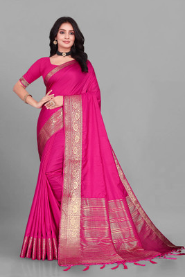 Aarunika SBT Solid/Plain Bollywood Pure Silk Saree(Multicolor)