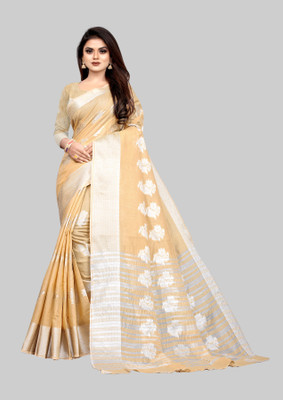 het designer studio Self Design Banarasi Jacquard Saree(Cream)