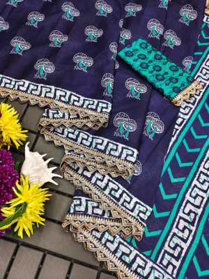 Divastri Printed Daily Wear Cotton Blend Saree(Purple)