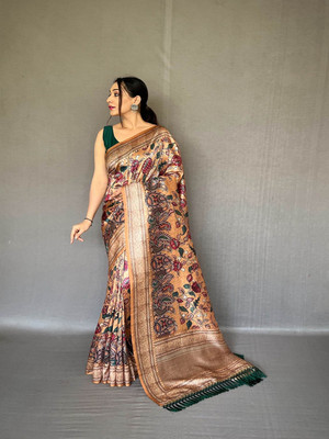SGF11 Self Design Handloom Pure Silk Saree(Beige)