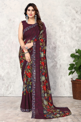 YASHIKA Printed Bollywood Georgette Saree(Purple)