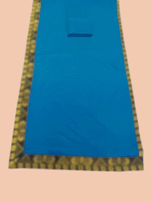 RichEraa Solid/Plain Banarasi Lycra Blend, Chiffon Saree(Light Blue)