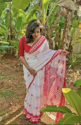 Bong ButiQ Woven Tant Handloom Cotton Blend Saree(Multicolor)