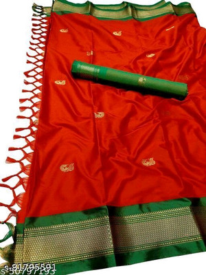 Paithani Self Design Mysore Pure Silk Saree(Red)