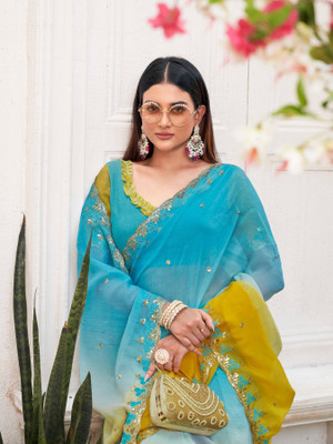 KONICA FAB Embellished Bollywood Chiffon Saree(Multicolor)