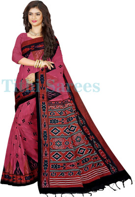 TITHISAREES Printed Sambalpuri Cotton Blend Saree(Multicolor)