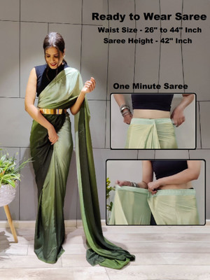 Riddhi textile Hub Dyed Bollywood Chiffon Saree(Green, Light Green)