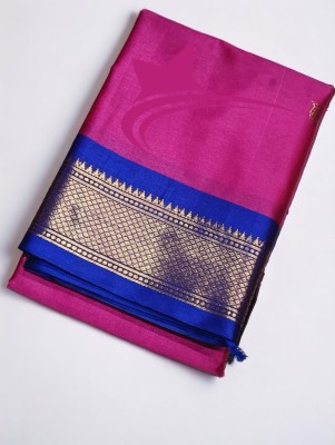 ns collection Embellished Kanjivaram Cotton Silk Saree(Pink)