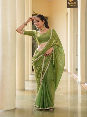 Tasrika Embellished Bollywood Tissue Saree(Green)
