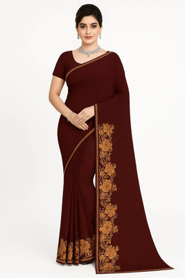 AMITA Woven Handloom Georgette Saree(Maroon)