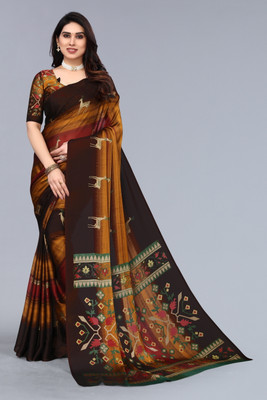 FABMORA Printed Daily Wear Chiffon, Georgette Saree(Multicolor)