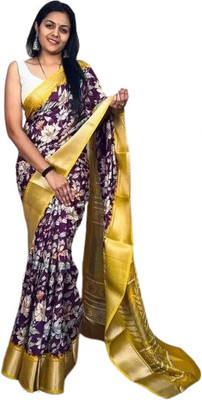 J6 Designers Self Design Bollywood Cotton Blend Saree(Purple)