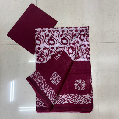 JANKI RAVI Printed Daily Wear Pure Cotton Saree(Maroon)