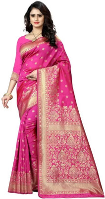 K SALIYA ENTERPRISE Geometric Print Kanjivaram Tussar Silk Saree(Pink)
