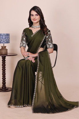 K 5 FASHION Embroidered Bollywood Georgette Saree(Green)