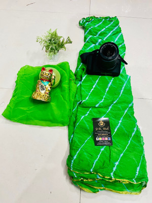 pk hub Self Design Leheria Chiffon Saree(Light Green)