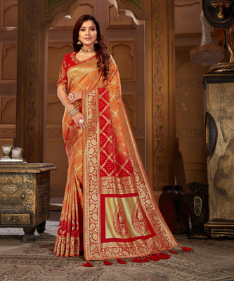 MANOHARI Woven Bollywood Jacquard Saree(Yellow)