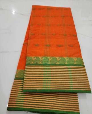 Parbati fashion Self Design Tant Pure Cotton Saree(Orange)