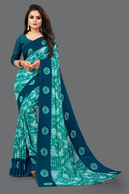 Dedkada Fab Printed Daily Wear Georgette Saree(Blue)