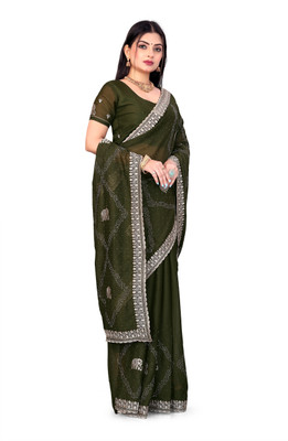 Radheradhey Embroidered Bollywood Georgette Saree(Light Green)