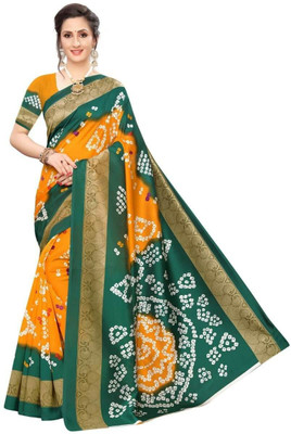 SVB Sarees Printed Bandhani Art Silk Saree(Multicolor)