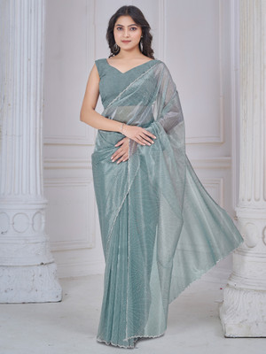 Divastri Embellished Bollywood Net Saree(Light Green)