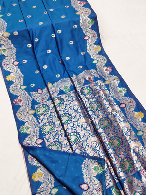 KALKEE FASHION Woven Banarasi Jacquard, Pure Silk Saree(Light Blue)