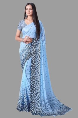 mahalaxmi fab Solid/Plain Bollywood Georgette, Chiffon Saree(Blue)